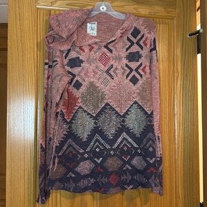 Women’s long sleeved hooded coral top size xl